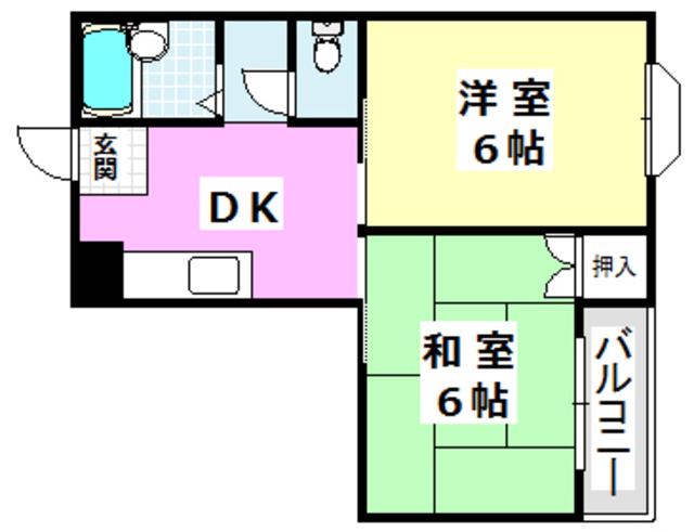 グリーンハウス(2DK/3階)の間取り写真