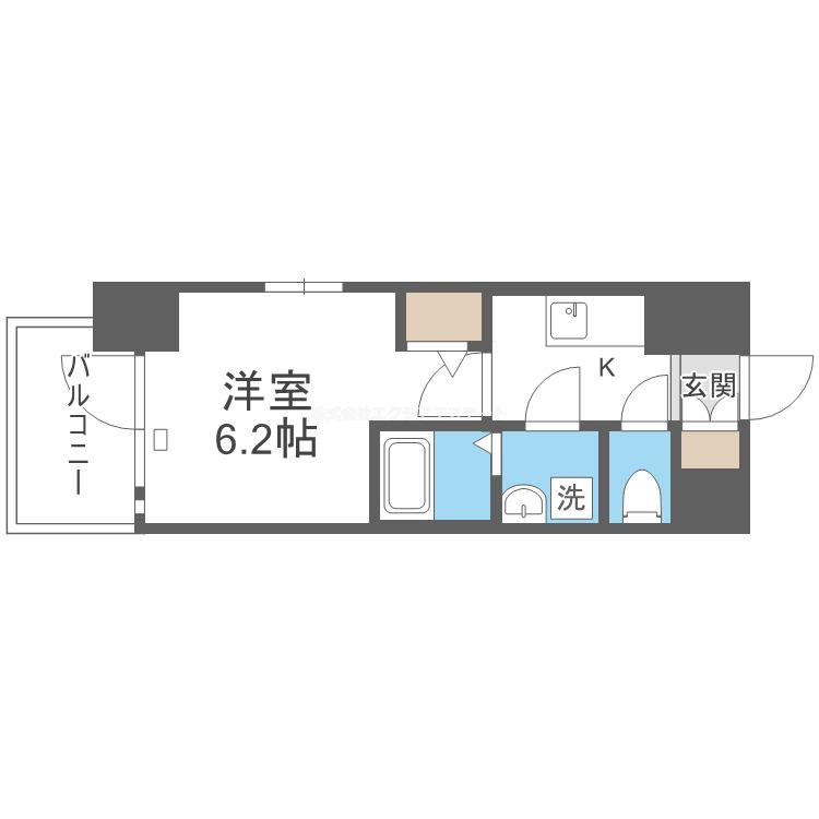 エスリード大阪デュアルゲート(1K/2階)の間取り写真