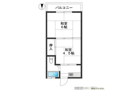 コーポ南(2K/2階)の間取り写真