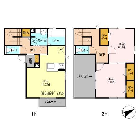 パークフロント朝霞本町(2LDK/2階)の間取り写真