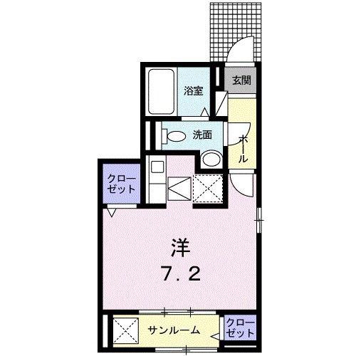ラ・ペジーブル新大江(ワンルーム/1階)の間取り写真