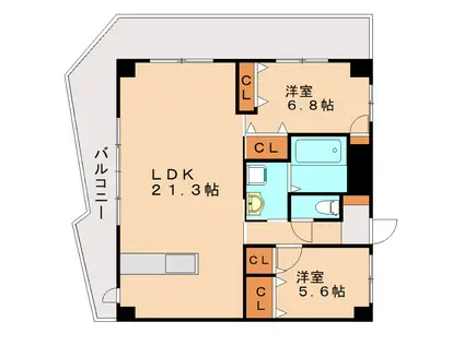 KSK中須コアプレイス(2LDK/9階)の間取り写真