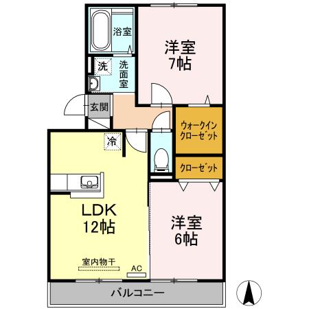 ジュネスII(2LDK/3階)の間取り写真