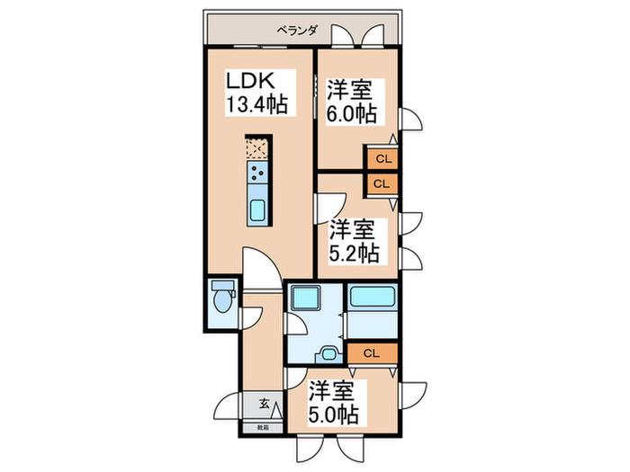 ブルーリーフあざみ野(3LDK/1階)の間取り写真