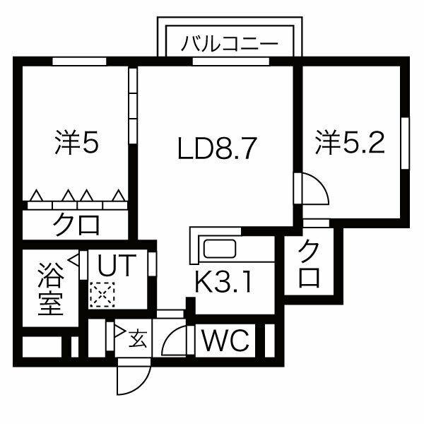 ENCORE北27条(2LDK/3階)の間取り写真
