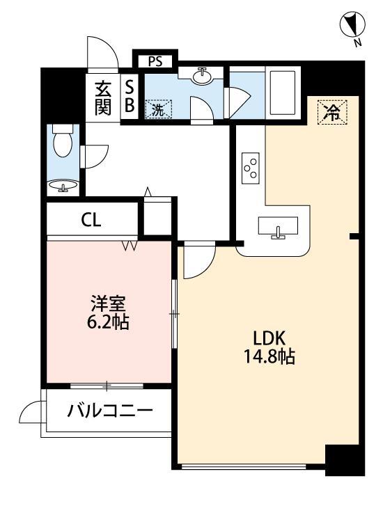 白金タワー(1LDK/19階)の間取り写真