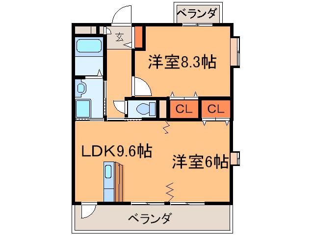 ピースハイランド(2LDK/2階)の間取り写真