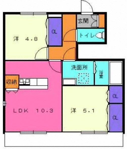 ネットハイツA/B(2LDK/1階)の間取り写真