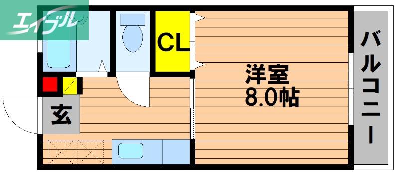 ピアチェーレA(1K/1階)の間取り写真