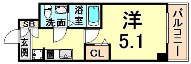 アリビオ立花2(1K/3階)の間取り写真