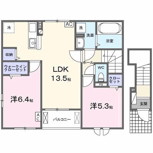 エス ウィステリア II(2LDK/2階)の間取り写真