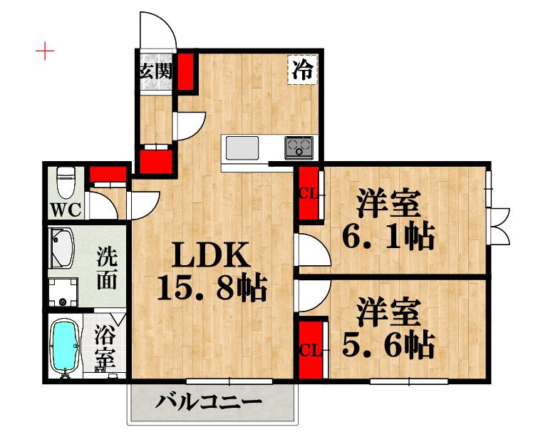 DEMEURE CRECIA I(2LDK/2階)の間取り写真