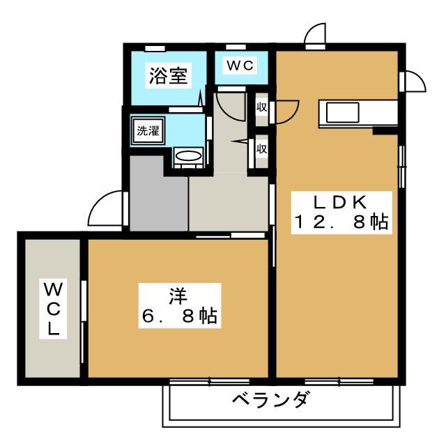 フォンテーヌ東E(1LDK/1階)の間取り写真