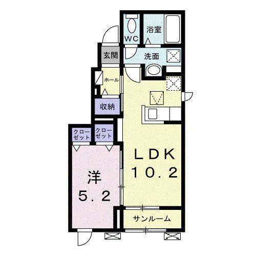 カーサ西武(1LDK/1階)の間取り写真