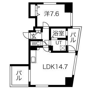 LA FACADE ラ・ファサード(1LDK/11階)の間取り写真