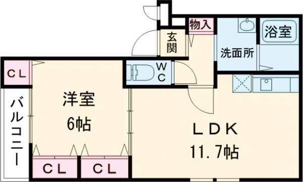 フジパレス諏訪ノ森II番館(1LDK/2階)の間取り写真