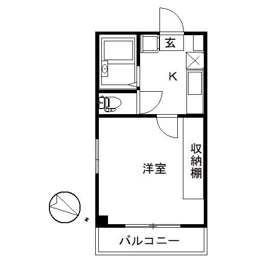 ハイツトレンディII(1K/2階)の間取り写真
