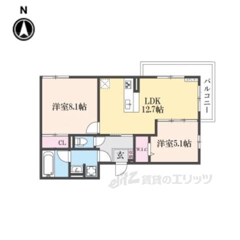 アレ・デ・フルール西向日駅前北棟(2LDK/3階)の間取り写真