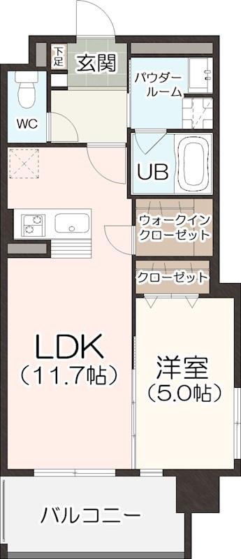 ヴィファーレ金山(1LDK/5階)の間取り写真