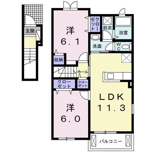 ルミエール古宮 I(2LDK/2階)の間取り写真