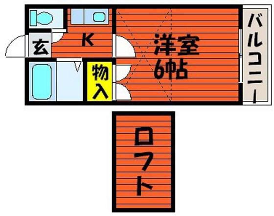 ローズコート奥田西町(1K/1階)の間取り写真