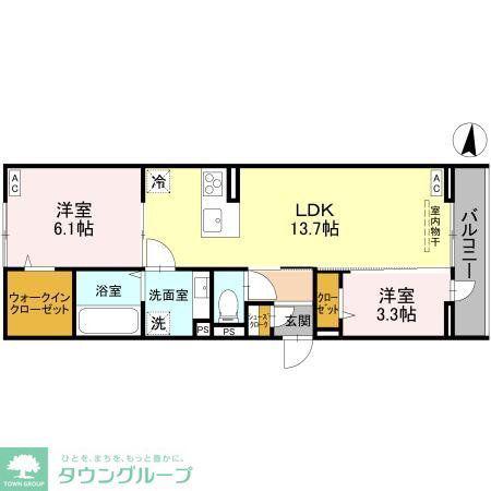 Dアヴァンス南越谷(2LDK/2階)の間取り写真