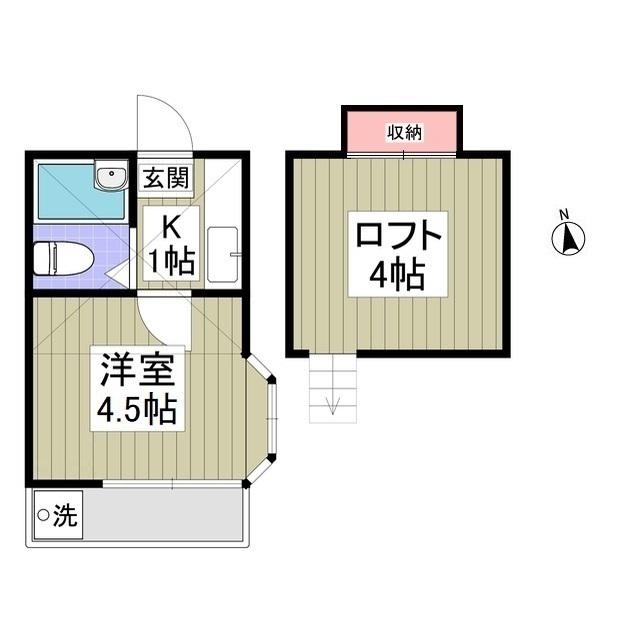 JR京浜東北線 西川口駅 徒歩18分 2階建 築36年(1K/2階)の間取り写真