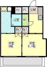 第二コーポ染(2K/3階)の間取り写真