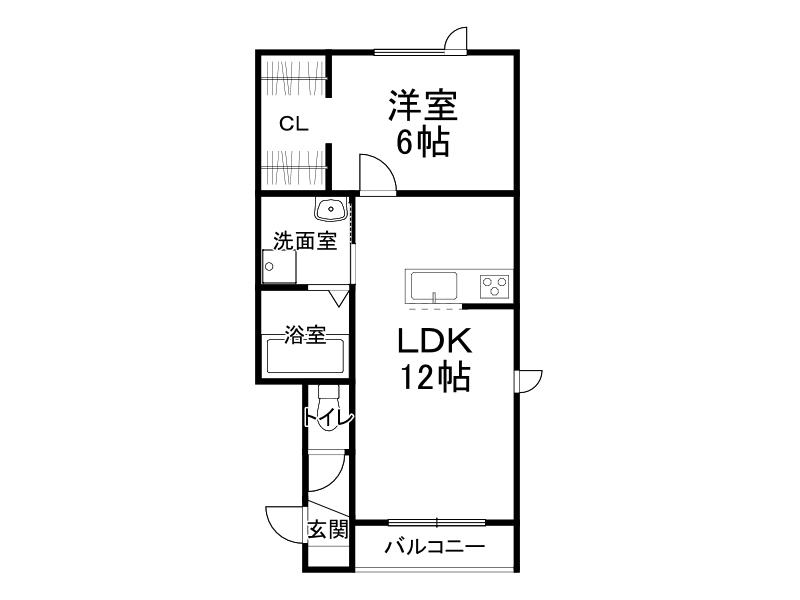 シェルメゾンC(1LDK/2階)の間取り写真