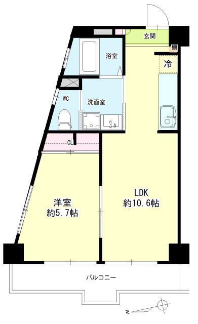 第91新井ビル(1LDK/5階)の間取り写真