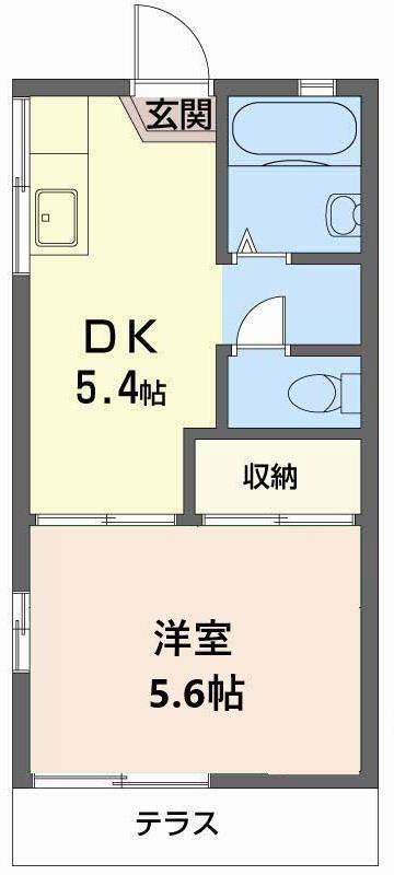 ケネス夙川(1DK/1階)の間取り写真