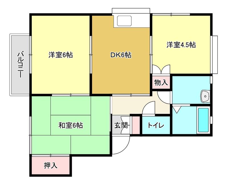 ルネス坂井(3DK/2階)の間取り写真