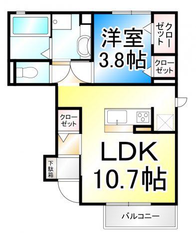 ルミエール・K(1LDK/1階)の間取り写真