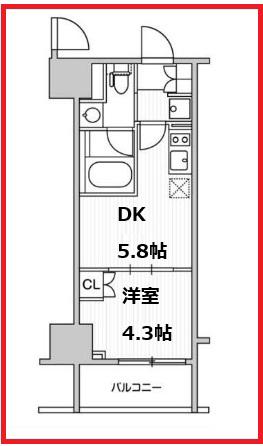 ザ・ライオンズフォーシア町屋(1DK/4階)の間取り写真