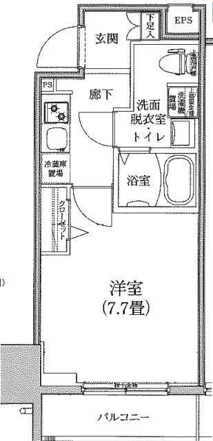 ルフレ深川イースト(1K/3階)の間取り写真