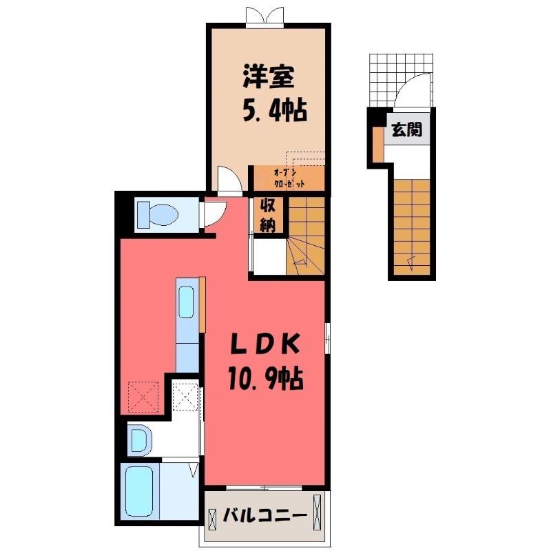 フェリーチェ エム マーレ(1LDK/2階)の間取り写真