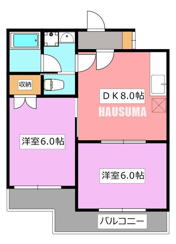 グランドメゾンオオツカ(2DK/2階)の間取り写真
