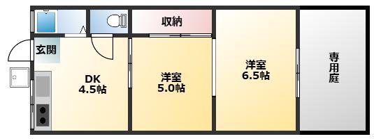 吉内ハイツ(2DK/1階)の間取り写真