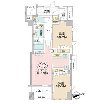 アトラス西荻窪レジデンス(2LDK/2階)の間取り写真