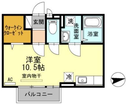 セジュール青山(ワンルーム/2階)の間取り写真