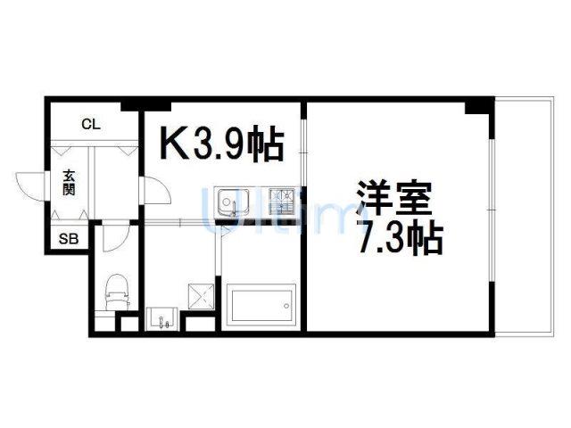 ヴァンヴェルデ西京極(1K/3階)の間取り写真