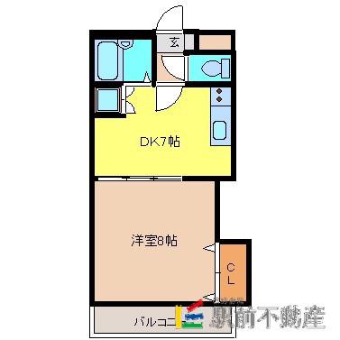 プライムハイツ中島A(1DK/2階)の間取り写真