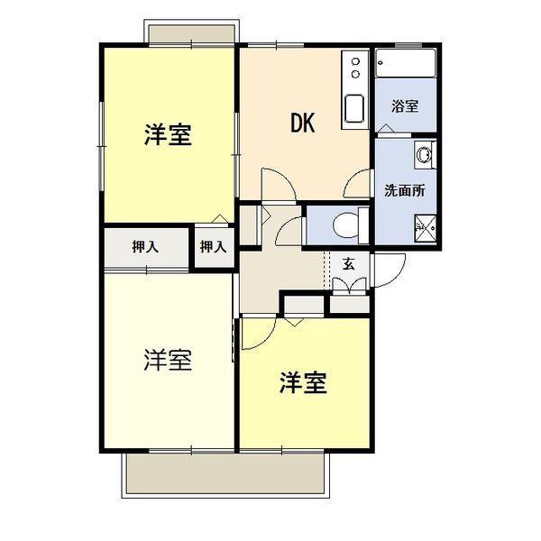 アンビション参番館(3DK/2階)の間取り写真