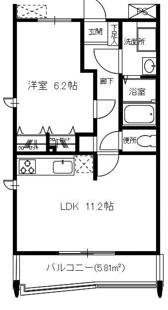 アビタシオングロリエ(1LDK/2階)の間取り写真