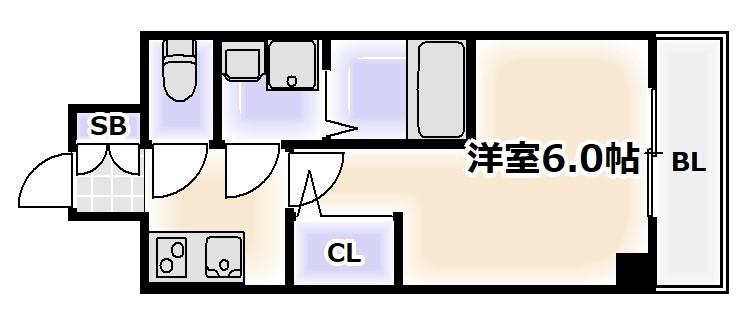 エスリードレジデンス大阪天王寺(1K/9階)の間取り写真