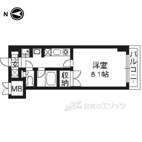 ロイヤルコート院町(1K/4階)の間取り写真
