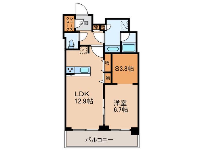 BRILLIATOWER西新(1SLDK/14階)の間取り写真