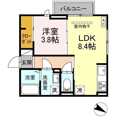 ロイヤルステージ西持田町 A棟(1LDK/2階)の間取り写真