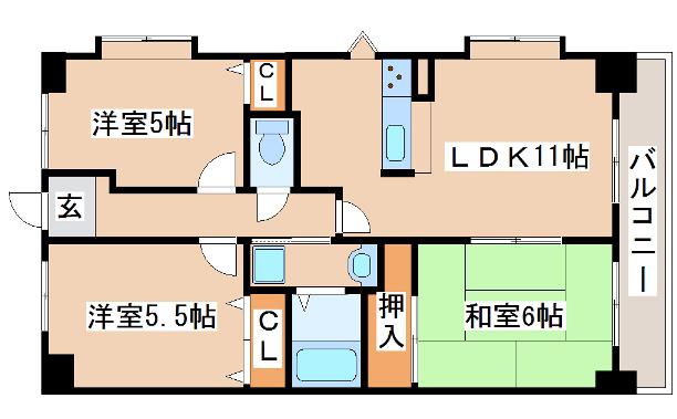 エスポワール西神戸(3LDK/1階)の間取り写真