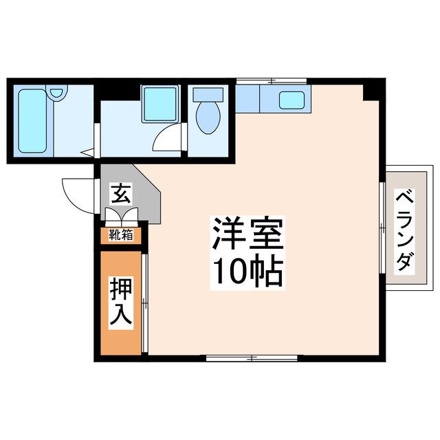 ハウル黒髪II(ワンルーム/2階)の間取り写真